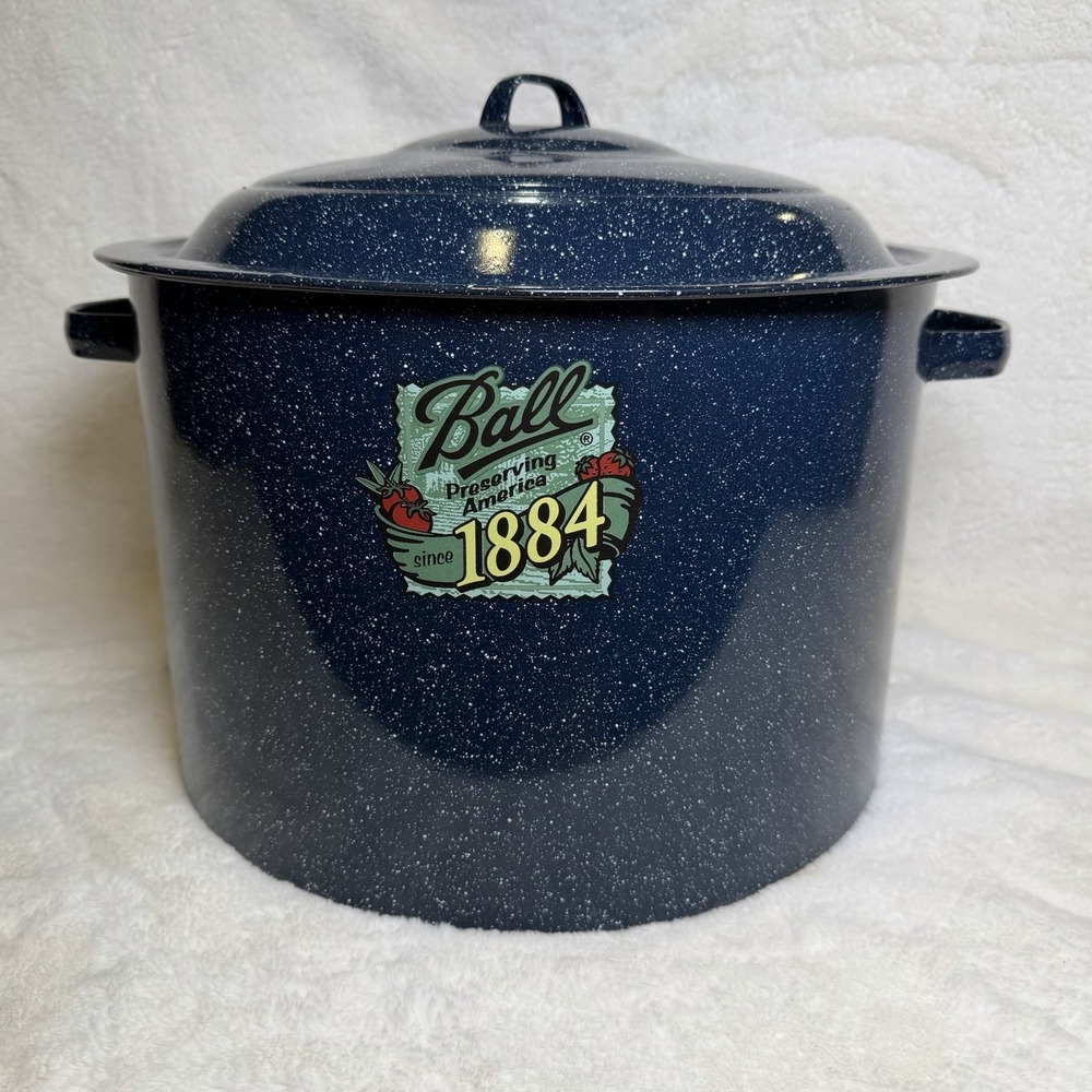 Vintage BALL Jar Enamelware Water Bath Canner Canning Pot Preserving Since 1884